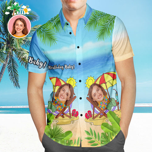 Custom Face Hawaiian Shirt Photo Shirts Mens Festival Shirt Gift for Him - MyFaceSocksAu