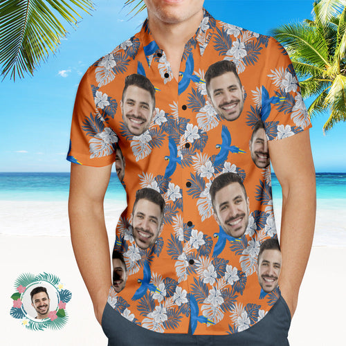 Custom Photo Hawaiian Shirt Beach Vacation Men's Popular All Over Print Hawaiian Beach Shirt Holiday Gift Bird - MyFaceSocksAu