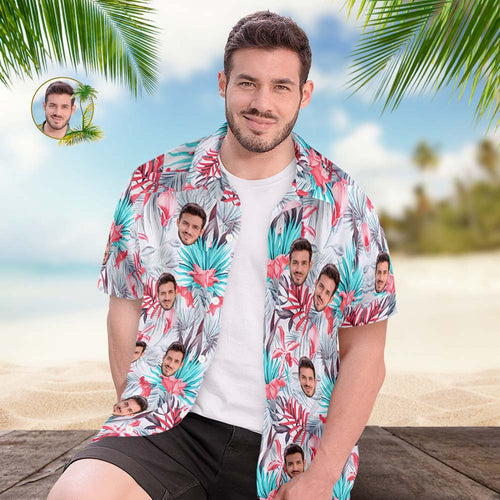 Custom Face Hawaiian Shirt Men's All Over Print Aloha Shirt Gift Romantic Hawaiian Style - MyFaceSocksAu