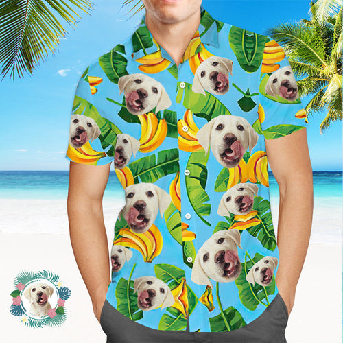 Custom Face Hawaiian Shirt Men's All Over Print Aloha Shirt Gift - Banana
