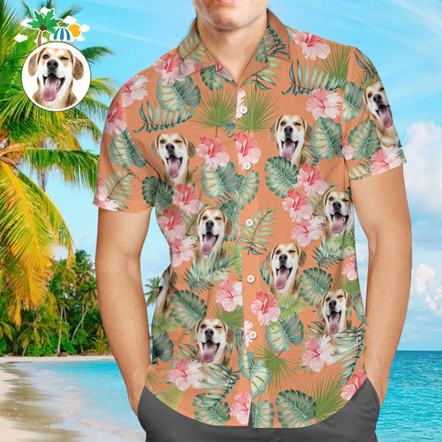 Custom Face Men Hawaiian Shirts Personalised Dog Face on a Hawaiian Shirt for Pet Lover - MyFaceSocksAu