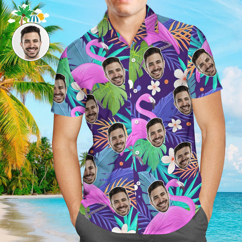 Custom Face Hawaiian Shirt Flamingo Rum Club Personalized Aloha Beach Shirt For Men - MyFaceSocksAu