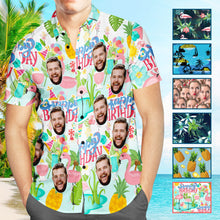 Custom Face Hawaiian Shirt Men's Photo Shirt All Over Print Shirt - Flowers And Leaves