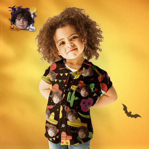 Custom Face Halloween Hawaiian Shirt Kid's Halloween Party Personalized Hawaiian Shirt - MyFaceSocksAu