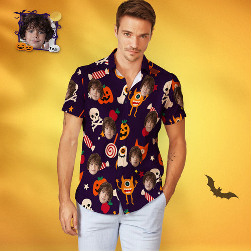 Men's Custom Face Hawaiian Shirt Funny Halloween Party Personalized Hawaiian Shirt - MyFaceSocksAu