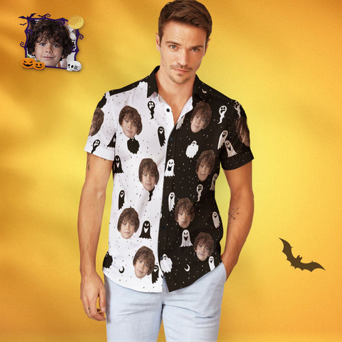 Men's Custom Face Halloween Hawaiian Shirt Halloween Print Two Tone Shirt - MyFaceSocksAu