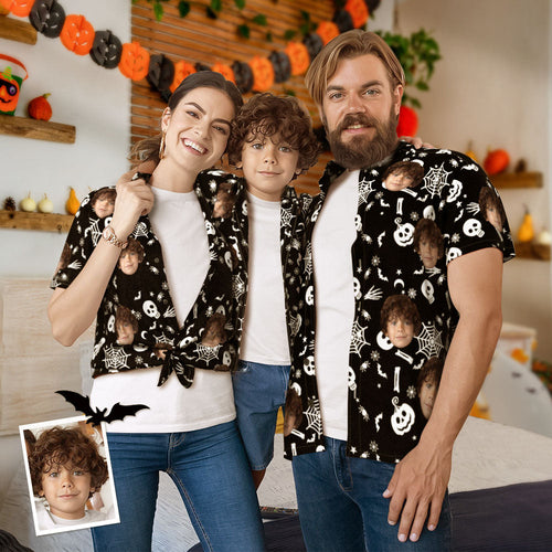 Custom Face Funny Halloween Print Family Matching Hawaiian Outfit - MyFaceSocksAu