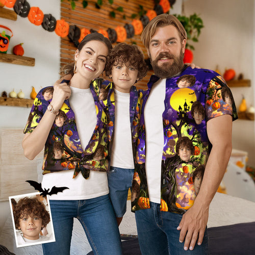 Custom Face Family Matching Aloha Set Halloween Style Personalized Matching Hawaii Tees - MyFaceSocksAu
