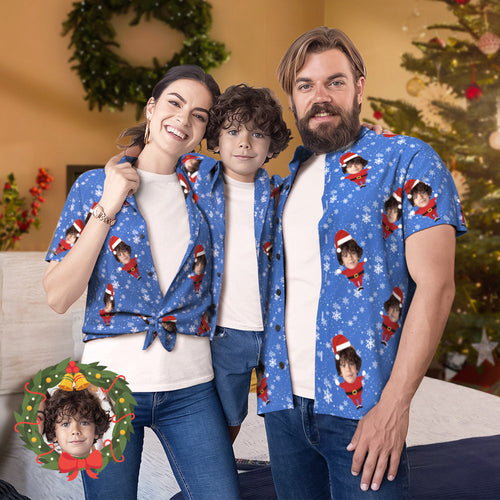 Custom Face Christmas Santa All Over Print Family Matching Hawaiian Outfit - MyFaceSocks