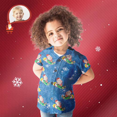Kid's Custom Face Hawaiian Shirt Funny Santa Claus Hawaiian Shirt Christmas Gift - MyFaceSocks