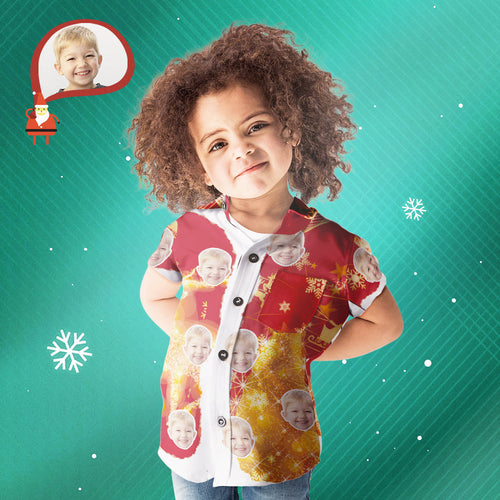 Kid's Custom Face Merry Christmas Personalised Hawaiian Shirt Christmas Gift - MyFaceSocks