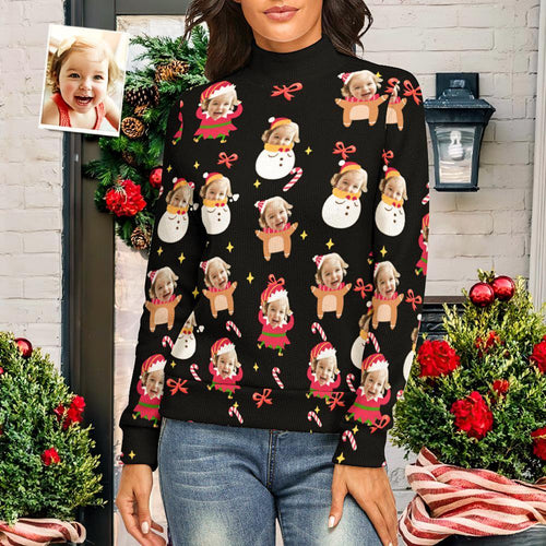 Custom Face Women Christmas Sweater Lively And lovely Spandex Comfortable - MyFaceSocksAu
