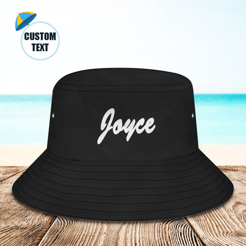 Custom Bucket Hat Unisex Bucket Hat with Text Personalize Wide Brim Outdoor Summer Cap Hiking Beach Sports Hats Gift for Lover Black