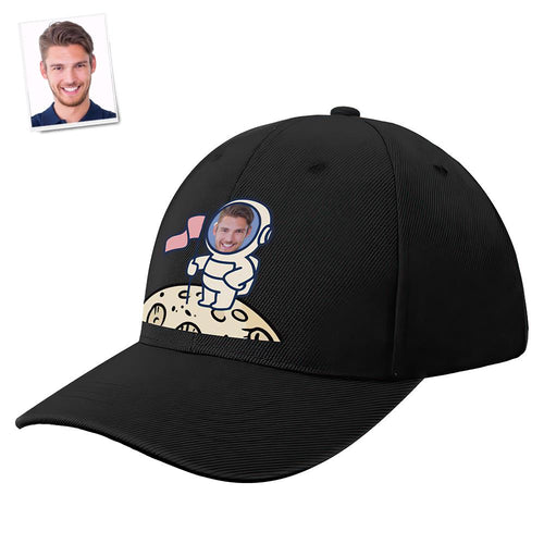 Custom Cap Personalised Face Baseball Caps Adults Unisex Printed Fashion Caps Gift - Astronaut on the Moon - MyFaceSocksAu