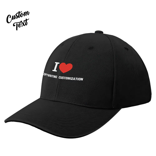 Custom Cap Personalised Baseball Caps with Text Adults Unisex Printed Fashion Caps Gift - I Love - MyFaceSocksAu