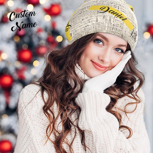 Custom Full Print Pullover Cap with Text Personalized Beanie Hats Gift for Lover - MyFaceSocksAu