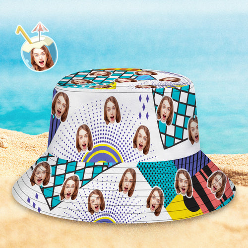 Custom Bucket Hat Unisex Face Bucket Hat Personalized Wide Brim Outdoor Summer Cap Hiking Beach Sports Hats Colorful Graphics