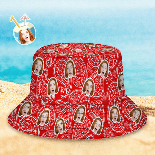 Custom Bucket Hat Unisex Face Bucket Hat Personalized Wide Brim Outdoor Summer Cap Hiking Beach Sports Hats Paisley Print