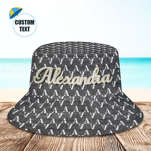 Custom Bucket Hat Unisex Black Fisherman Hat Personalised Your Name - MyFaceSocksAu