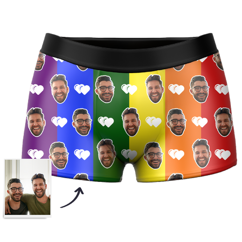 Men's Custom Photo Boxer Shorts - Rainbow Lgbt Gift - MyFaceSocksAu
