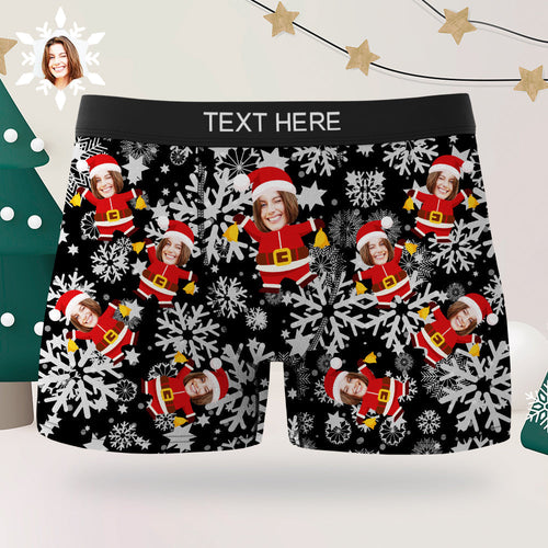 Christmas Men's Boxer Briefs Custom Briefs Gift for Him Funny Christmas Boxers - MyFaceSocksAu