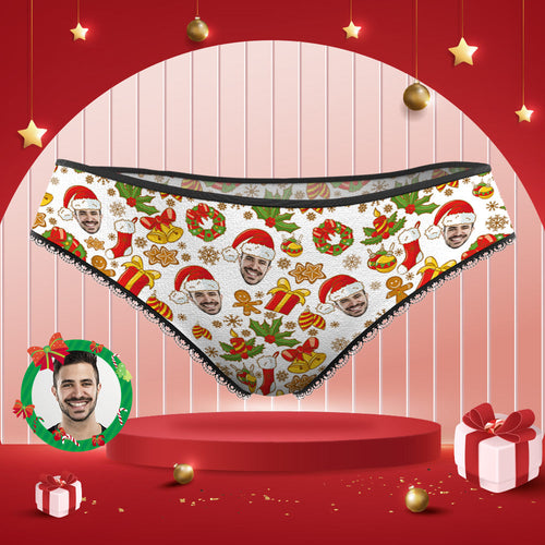 Custom Face Panties Personalised Christmas Lace Panties for Women - MyFaceSocksAu