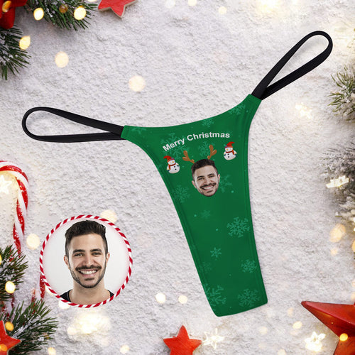 Custom Face on Women's Underwear Thongs Panty Christmas Gift for Her - Merry Christmas - MyFaceSocksAu