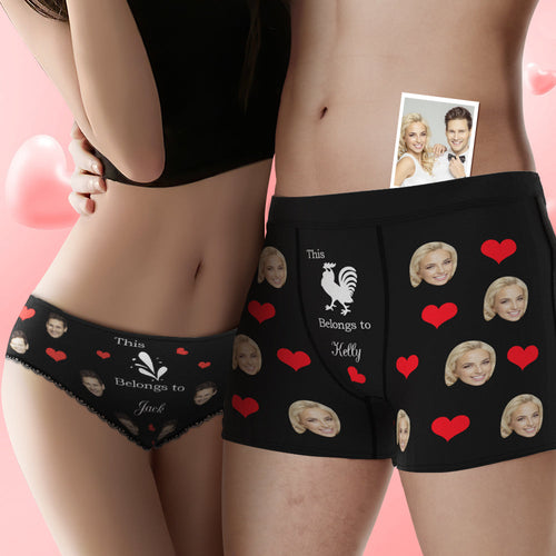 Custom Face You Belong to Me Couple Underwear Personalized Underwear Valentine's Day Gift - MyFaceSocksAu