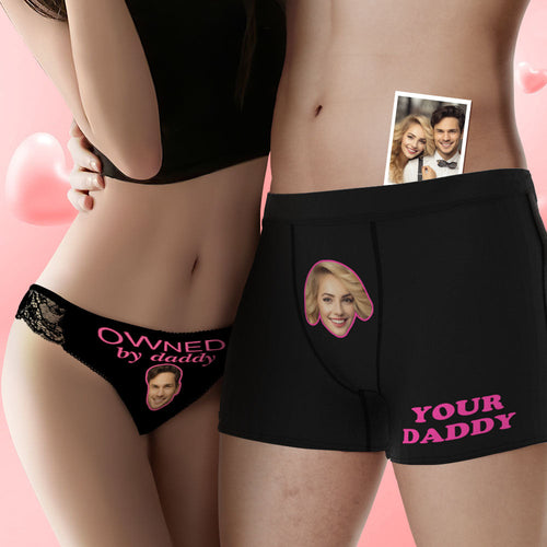 Custom Face Couple Underwear Yes Daddy Personalized Underwear Valentine's Day Gift - MyFaceSocksAu