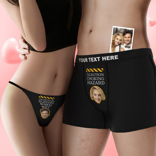 Custom Face Couple Underwear CHOKING HAZARD Personalized Underwear Valentine's Day Gift - MyFaceSocksAu