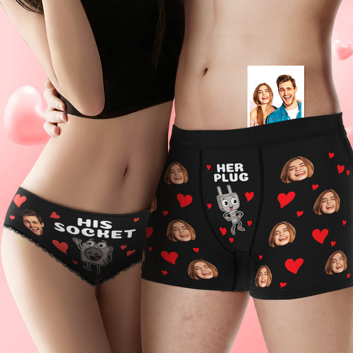 Custom Face Couple Underwear Personalized Boxer Briefs and Panties Valentine's Day Gifts - MyFaceSocksAu