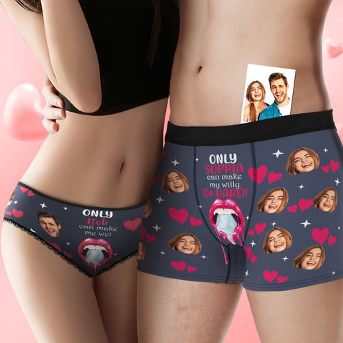 Custom Face Underwear Personalized Funny Couple Boxer Briefs and Panties Valentine's Day Gifts - MyFaceSocksAu