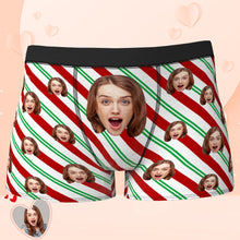Gift Ideas Custom Face Boxer - Red and Green Stripe