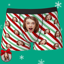 Custom Photo Boxer,Christmas Gifts-Red and Green Stripe