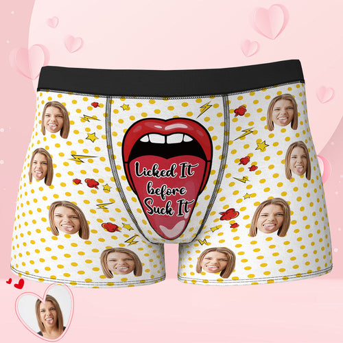 Custom Face Boxer Men's Underwear Gifts For Boyfriend and Husband - Licked it before Suck it
