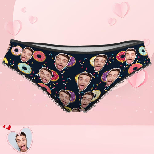 Valentine's Day Gift Custom Face Women's Panties Underwear Gifts For Girlfriend Donut