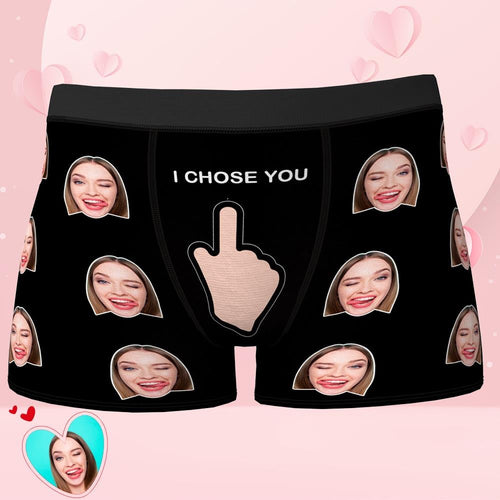 Valentine's Day Gift Custom Face Boxers add Picture Waistband Text Underwear I Chose You