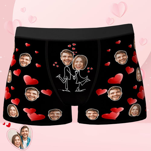 Valentine's Day Gift Custom Face Boxers add Picture Waistband Text Underwear Cute Couple
