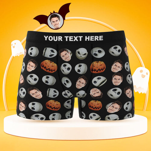 Custom Face Boxer Briefs Personalised Pumpkin Men's Boxer Shorts Halloween Gift - MyFaceSocksAu