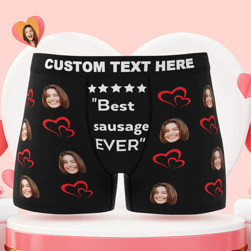 Custom Men's Face Boxer Briefs Best Sausage Ever Personalized Funny Valentine's Day Gift for Him - MyFaceSocksAu