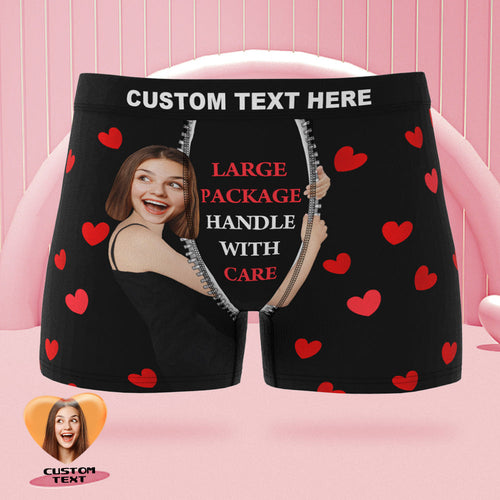 Custom Face on Body Boxer Briefs Large Package Personalized Naughty Valentine's Day Gift for Him - MyFaceSocksAu