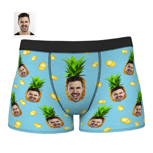 Custom Face On Boxer Shorts Men's Gifts Photo Boxer Briefs - Pineapple - MyFaceSocksAu