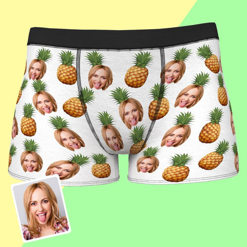 Custom Face Boxer Men's Underwear Pineapple With Face Boxer Gift For Boyfriend Husband - MyFaceSocksAu