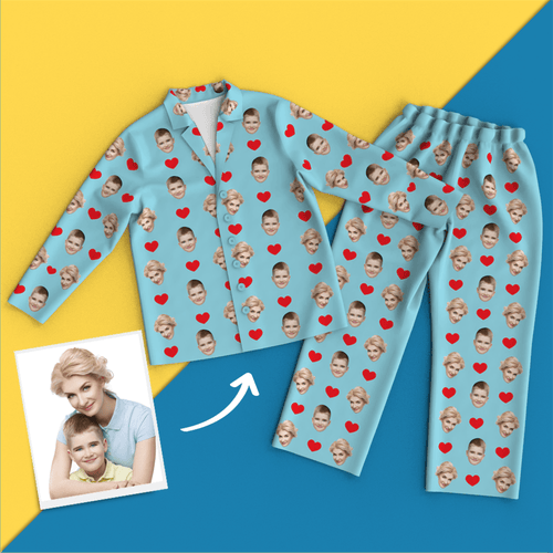 Custom Face Pyjamas Long Sleeve Pyjamas - Heart