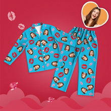 Valentine's Day Custom Face Lip Printed Long Sleeve Pajamas Set