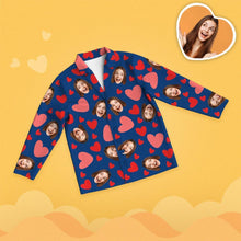 Valentine's Day Custom Face Red Heart Printed Long Sleeve Pajamas