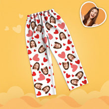 Valentine's Day Custom Face Red Heart Printed Long Sleeve Pajamas