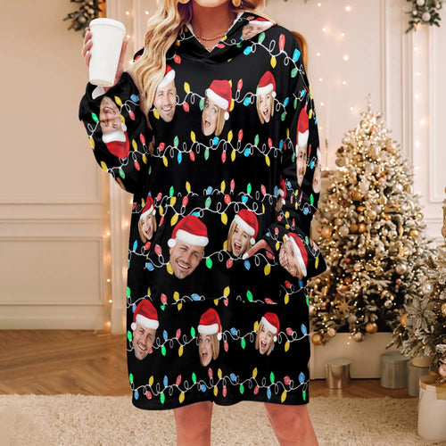 Custom Face Adult Unisex Blanket Pajamas Personalized Photo Christmas Family Xmas Leds Pajamas Merry Christmas - MyFaceSocksAu