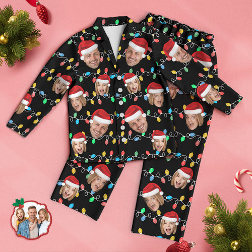 Custom Face Pajama Personalized Photo Christmas Family Xmas Leds Pajamas - MyFaceSocksAu