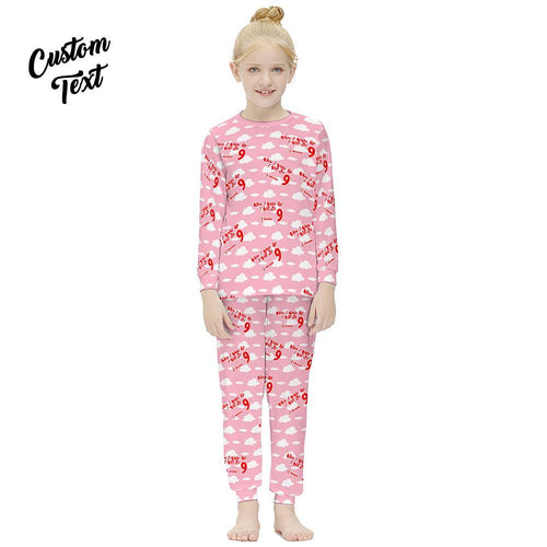 Custom Long Sleeve Pajamas Add Name And Age Girl's Suit Birthday Gifts - When I Wake Up I Will Be 9